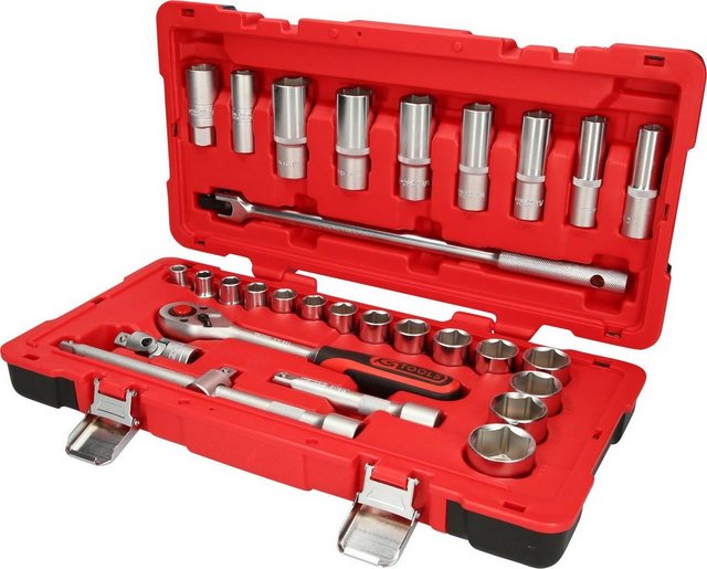 Bild von KS Tools, Steckschlüssel + Stecknuss, 1/2" Steckschlüssel-Satz, 30 Teile, Flank Traction (1/2")