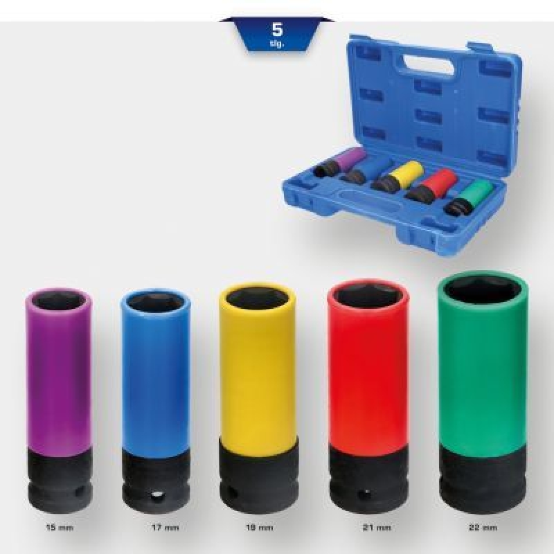 Bild von Brilliant Tools 1/2' Alu-Felgen-Kraft-Stecknuss-Satz, 5-tlg Felgen-Demontagewerkzeug,Kraft-Stecknuss-Satz  BT691010