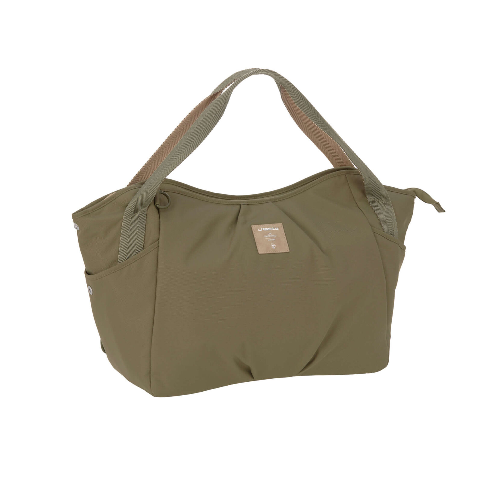 Bild von LÄSSIG Baby Wickeltasche Zwillinge Zwillingswickeltasche Babytasche Kliniktasche Wickelrucksack inkl. Wickelzubehör/Green Label Twin Bag Triangle olive