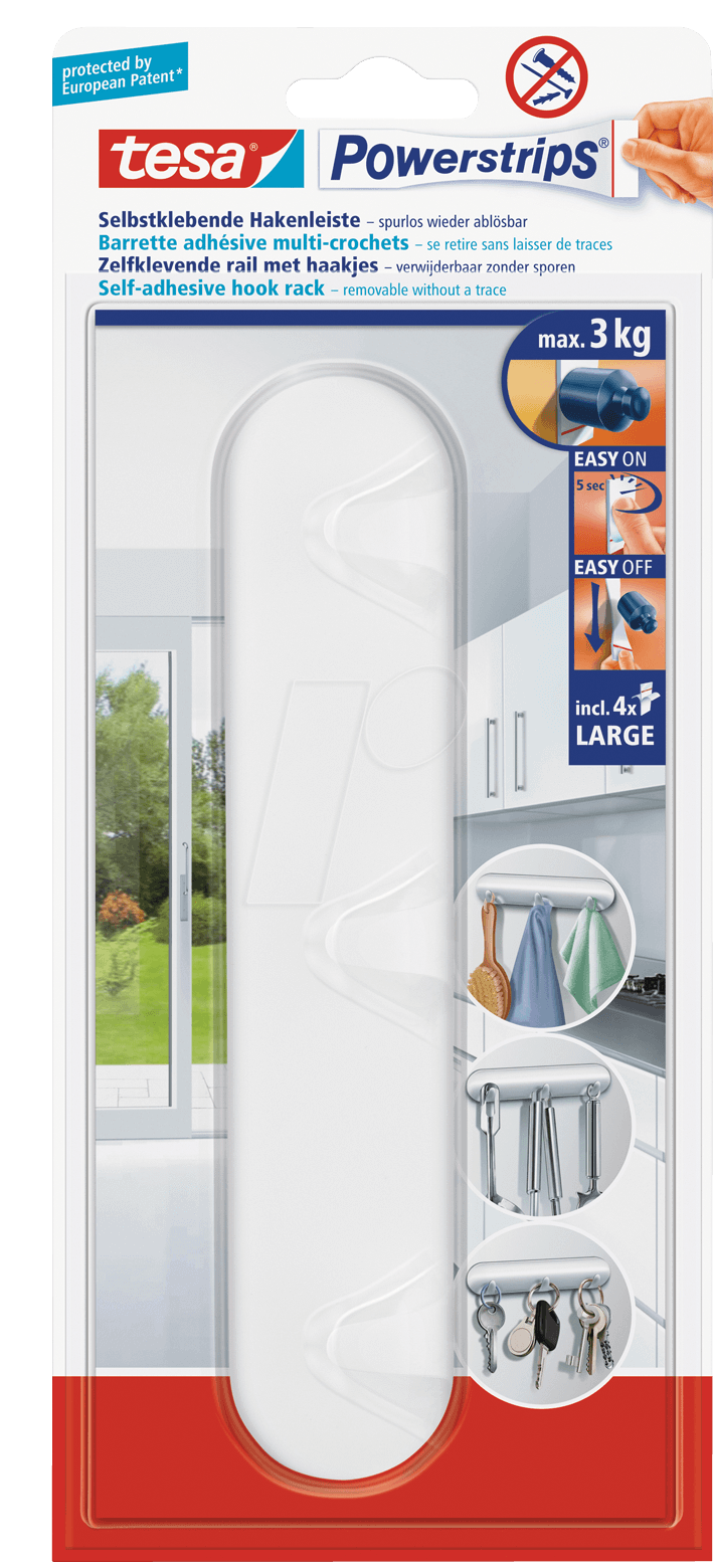 Bild von TESA 58094 - Indoor - Universalhaken - Weiß - Klebestreifen - Glas - Fliesen & Metall - 1 Stück(e) (58094-00000-03)