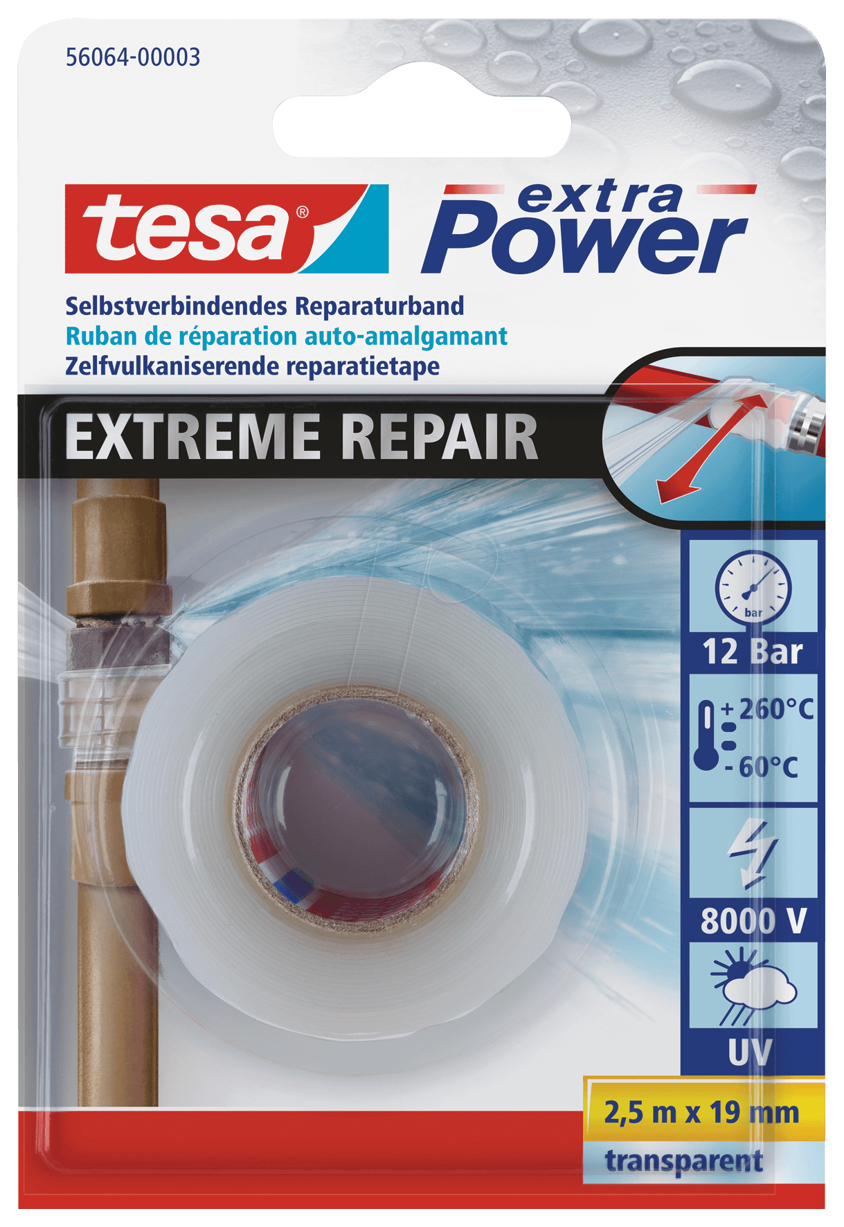 Bild von TESA EXTREME REPAIR 56064-00003-00 Reparaturband tesa® extra Power Transparent (L x B) 2.5m x 19mm
