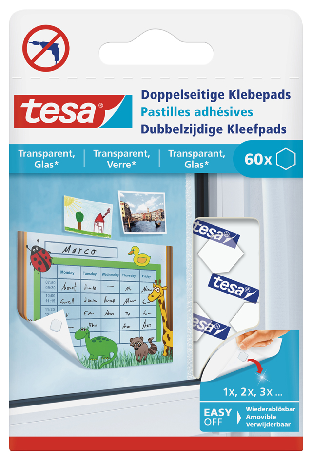 Bild von Tesa Doppelseitige Klebepads für transparente Oberflächen und Glas