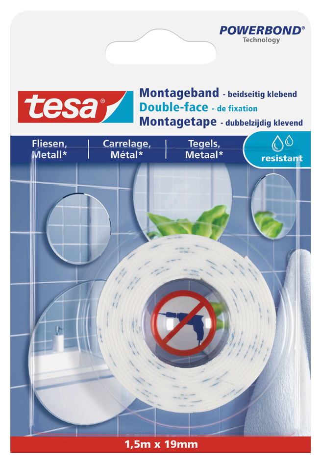 Bild von TESA TILES 77744-00000-00 Montageband tesa® Powerbond Weiß (L x B) 1.5m x 19mm 1St.