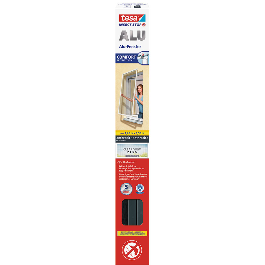 Bild von tesa Comfort Alu 55195-03 Fliegengitter (L x B) 1500 mm x 1200 mm Anthrazit 1 St. (55195-03)