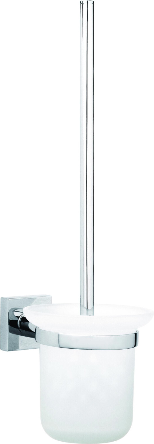 Bild von tesa WC-Reinigungsbürste HUKK WC-Bürstenhalter ohne Bohren - 39 cm : 11,5 cm : 16,5 cm, Badezimmer, Gäste-WC, Wandmontage, (Packung, 1-tlg), selbstklebende WC-Bürste - chrom - silber glänzend