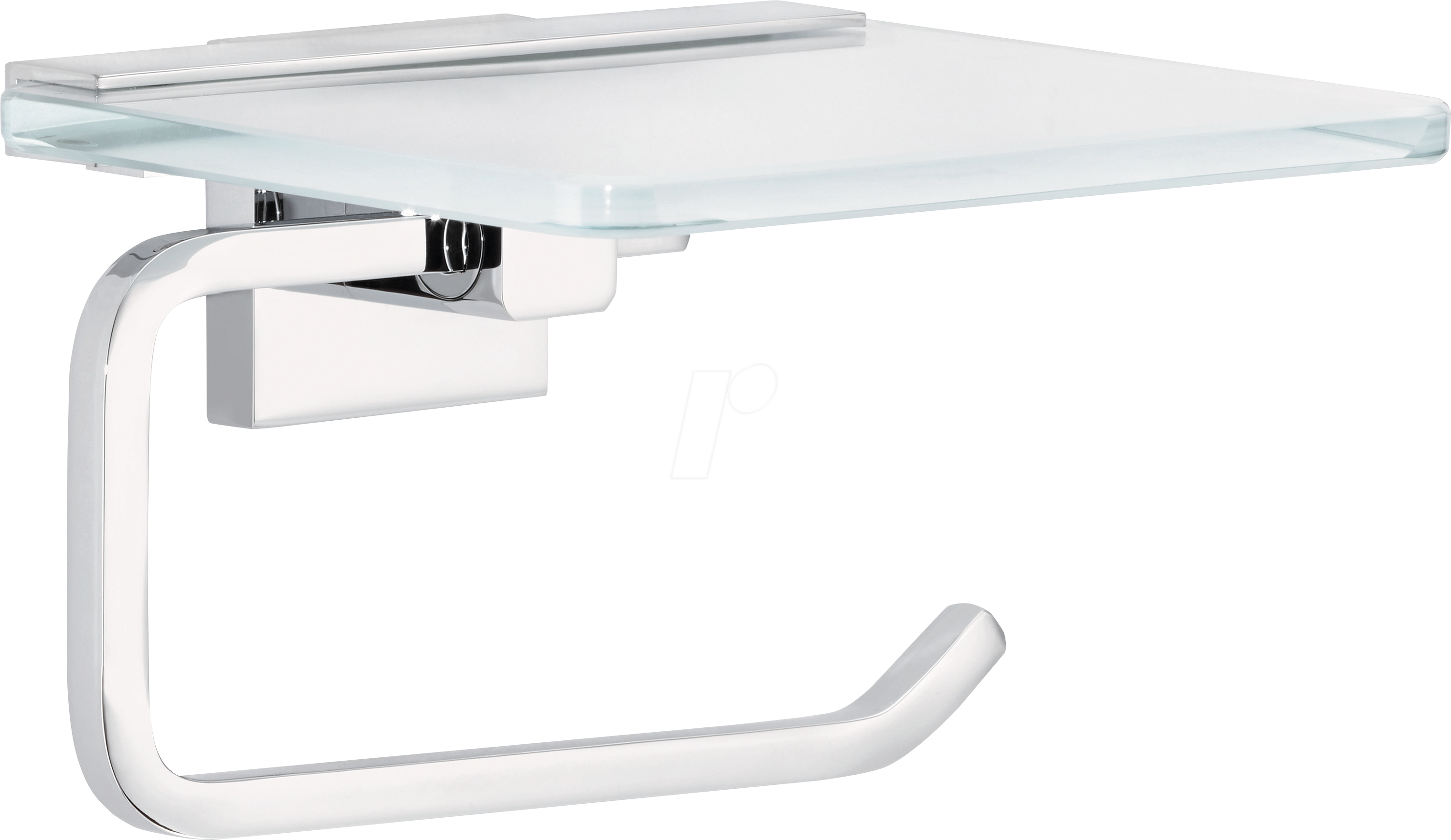Bild von tesa Toilettenpapierhalter DELUXXE WC-Rollenhalter ohne Bohren - 10,1 cm : 16,0 cm : 13,9 cm (Packung, 1-St., inkl. Klebelösung), selbstklebender WC-Rollenhalter - chrom - silber glänzend