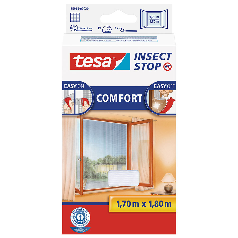 Bild von tesa Fliegengitter-Gewebe tesa Fliegengitter Insect Stop COMFORT für Fenster - 1,7 m x 1,8 m -