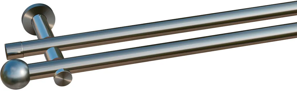 Bild von Gardinenstange INDEKO "Colombes", silber (edelstahlfarben), L:420cm Ø:20mm, Stahl, Gardinenstangen, Komplett-Set inkl. Montagematerial