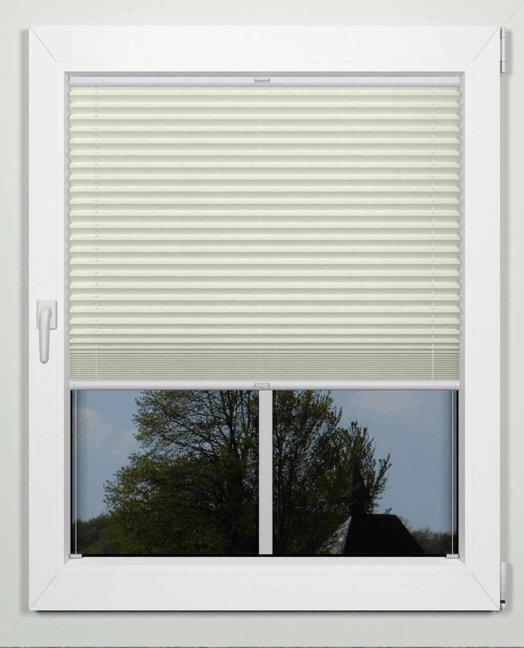 Bild von Plissee INDEKO "simple", grau (grau, weiß), B:96cm H:220cm, Obermaterial: 94% Polyester, 6% sonstige Fasern, Plissees, nach Maß