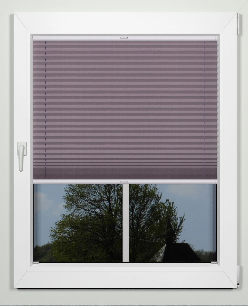 Bild von Plissee INDEKO "simple", grau (grau, lila, weiß), B:101cm H:130cm, Obermaterial: 94% Polyester, 6% sonstige Fasern, Plissees, nach Maß