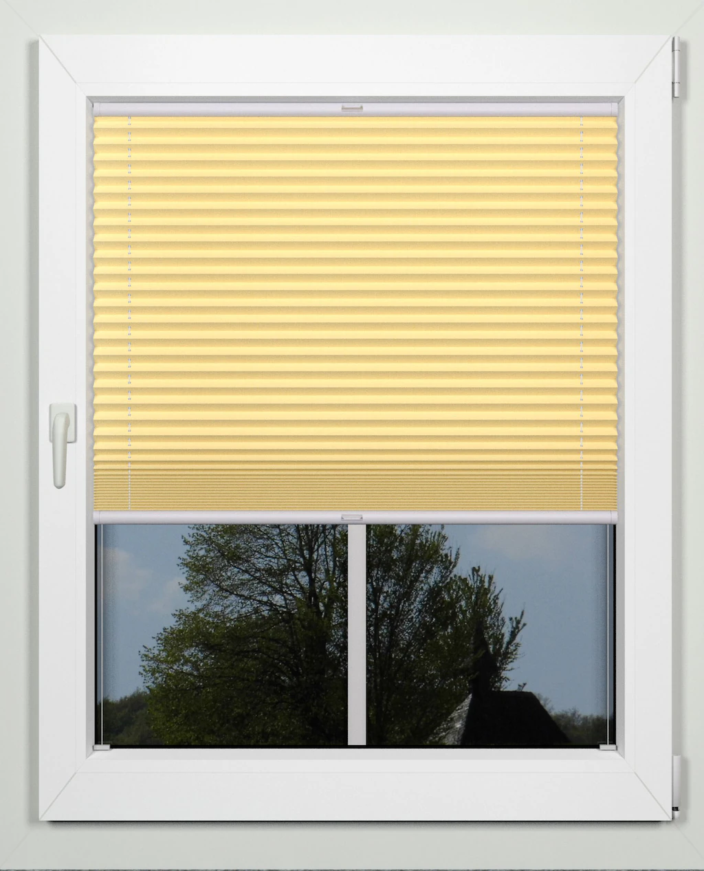 Bild von Plissee INDEKO "simple", gelb (senfgelb, weiß), B:111cm H:130cm, Obermaterial: 94% Polyester, 6% sonstige Fasern, Plissees, nach Maß