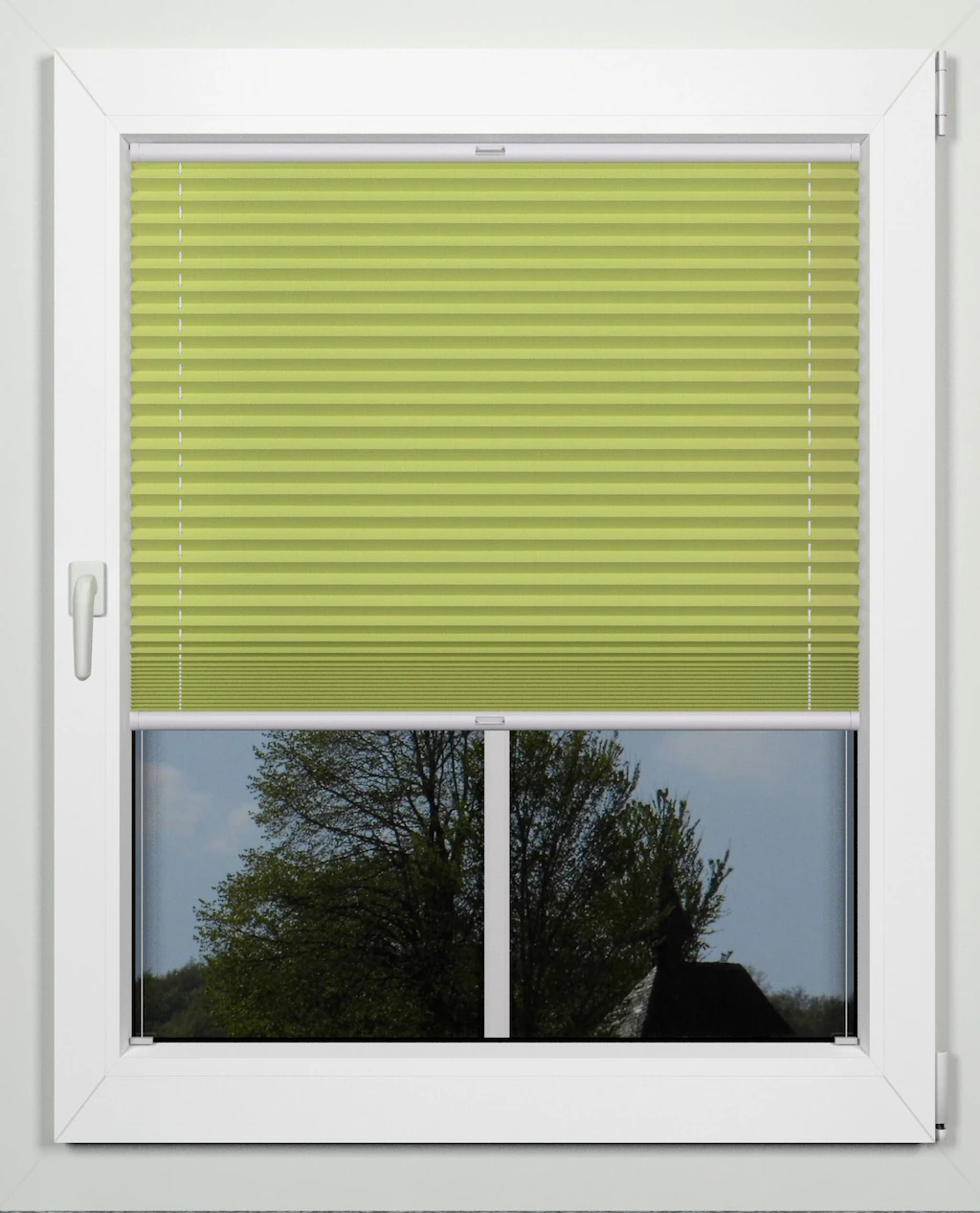 Bild von Plissee INDEKO "simple", grün (grün, weiß), B:79cm H:130cm, Obermaterial: 94% Polyester, 6% sonstige Fasern, Plissees, nach Maß