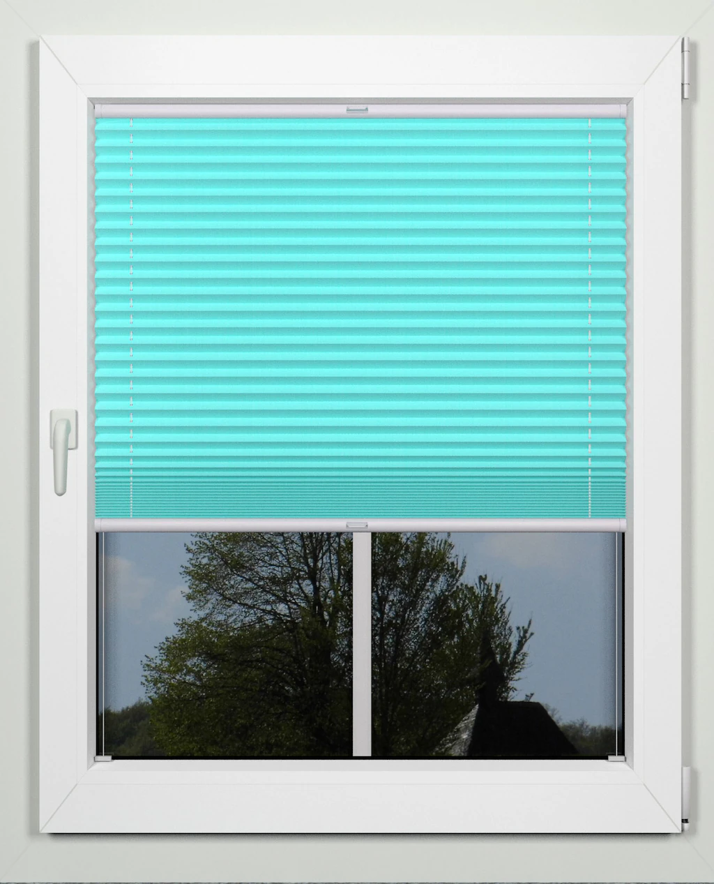 Bild von Plissee INDEKO "simple", blau (türkis, weiß), B:87cm H:220cm, Obermaterial: 94% Polyester, 6% sonstige Fasern, Plissees, nach Maß