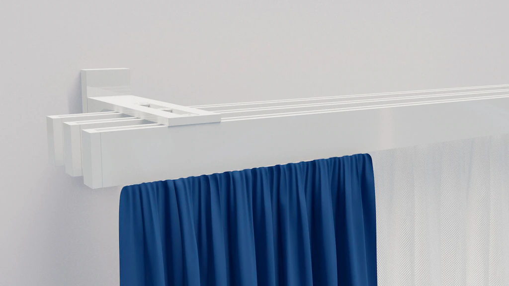Bild von indeko Gardinenstange Bern, 3-läufig, Wunschmaßlänge, verschraubt, Aluminium, Innenlauf Komplett-Set inkl. Gleitern und Montagematerial