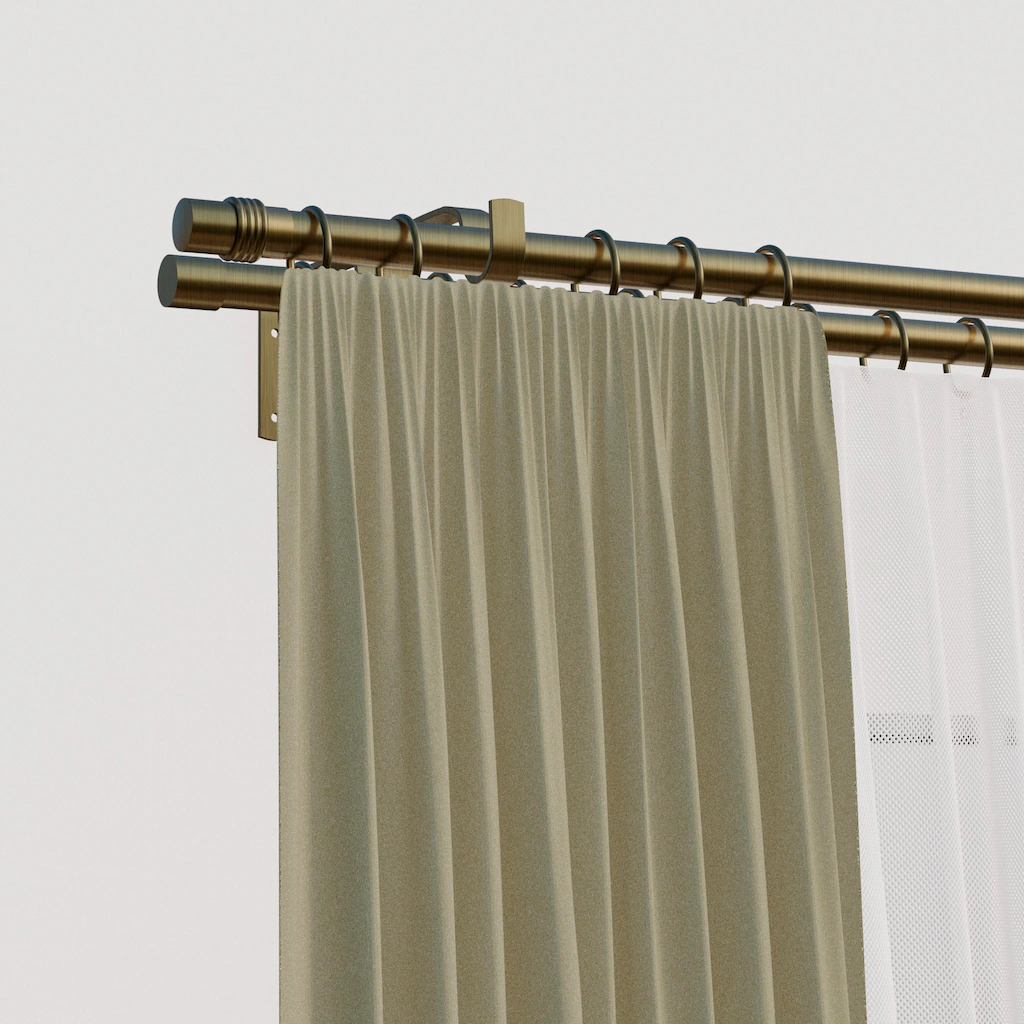 Bild von Gardinenstange INDEKO "Zylinder", gold (altmessingfarben), L:230cm Ø:16mm, Eisen, Gardinenstangen