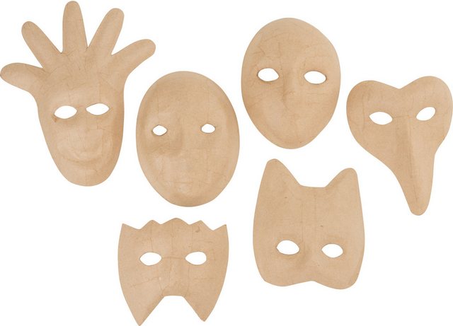 Bild von VBS Dekofigur Kinder-Masken (6 St), 6er-Set, Pappmaché