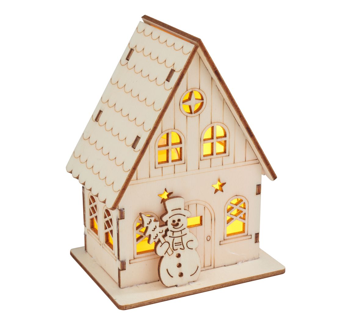Bild von VBS Holzbausatz "Haus mit Schneemann", inkl. LED