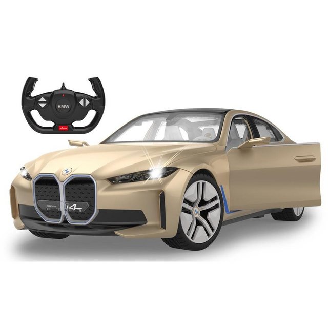 Bild von Jamara RC-Auto BMW i4 Concept 1:14 gold 2,4GHz Tür manuell, Ferngesteuertes Auto mit LED Fahrlicht und Innenbeleuchtung