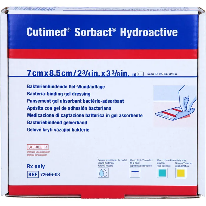 Bild von Cutimed Sorbact Hydroactive Kompressen 7x8,5cm - Zur Wundversorgung