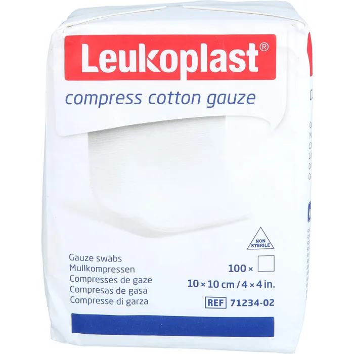 Bild von LEUKOPLAST compress Cotton Gauze 10x10cm unst.8f 100 St.