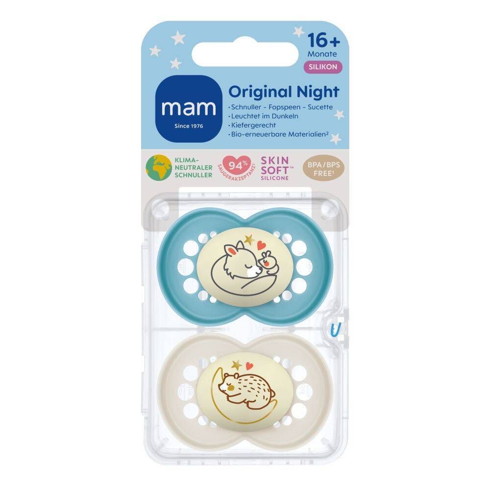 Bild von MAM Original Night Silikonschnuller 16+ Monate, blau/creme