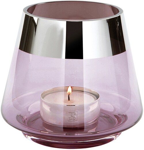 Bild von Fink Teelichthalter JONA Teelichthalter - H.13cm - Gla/Silberfolie - rosa/silber (Teelichtglas - Teelichtkerzenhalter), Windlicht Teelicht Kerzenhalter - Eleganter Kerzenleuchter für Zuhause