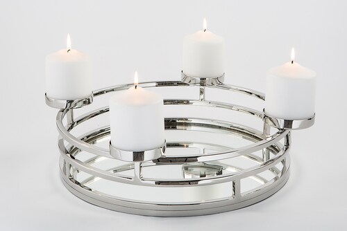 Bild von Fink Adventskranz MODENA Kranz - silber - Edelstahl - Ø 48cm - Tablett - Leuchterkranz, Adventskranz Weihnachtskranz - Deko für Weihnachten