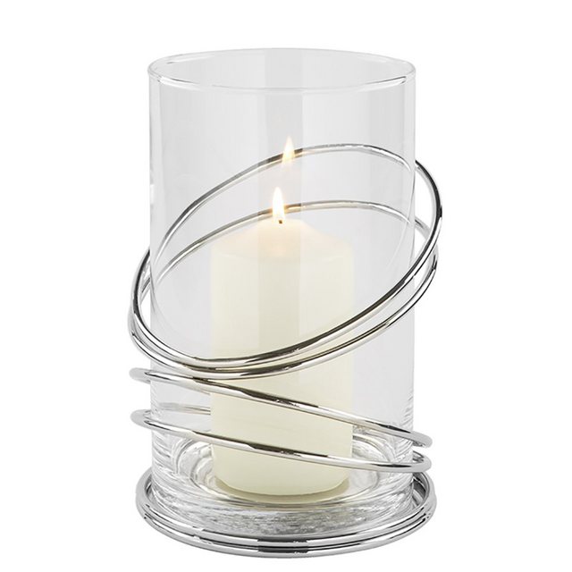 Bild von Fink Windlicht CLAUDE Windlicht - H.25cm x D.15cm - silberfarben - Glas/vernickelt (Kerzenleuchter - Windlichthalter), Eleganter Kerzenhalter Leuchter - Deko für stilvolle Atmosphäre