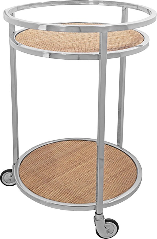 Bild von Fink Servierwagen CATANIA Barwagen - H.80cm x B.55cm - hellbraun/silber - Edelstahl, (Wagen zum Servieren - Barwagen), Multifunktionaler Servierwagen: Küchenwagen, Rollwagen & Bartisch