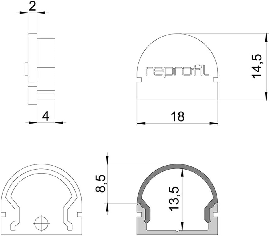 Bild von Deko Light 979511 R-AU-01-12 Endkappen-Set Kunststoff (B x H x T) 6 x 14.50 x 18mm 1St.