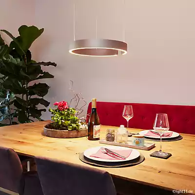 Bild von Occhio Mito Sospeso 40 Variabel Up Table Pendelleuchte LED, Kopf gold matt/Baldachin weiß matt - Occhio Air