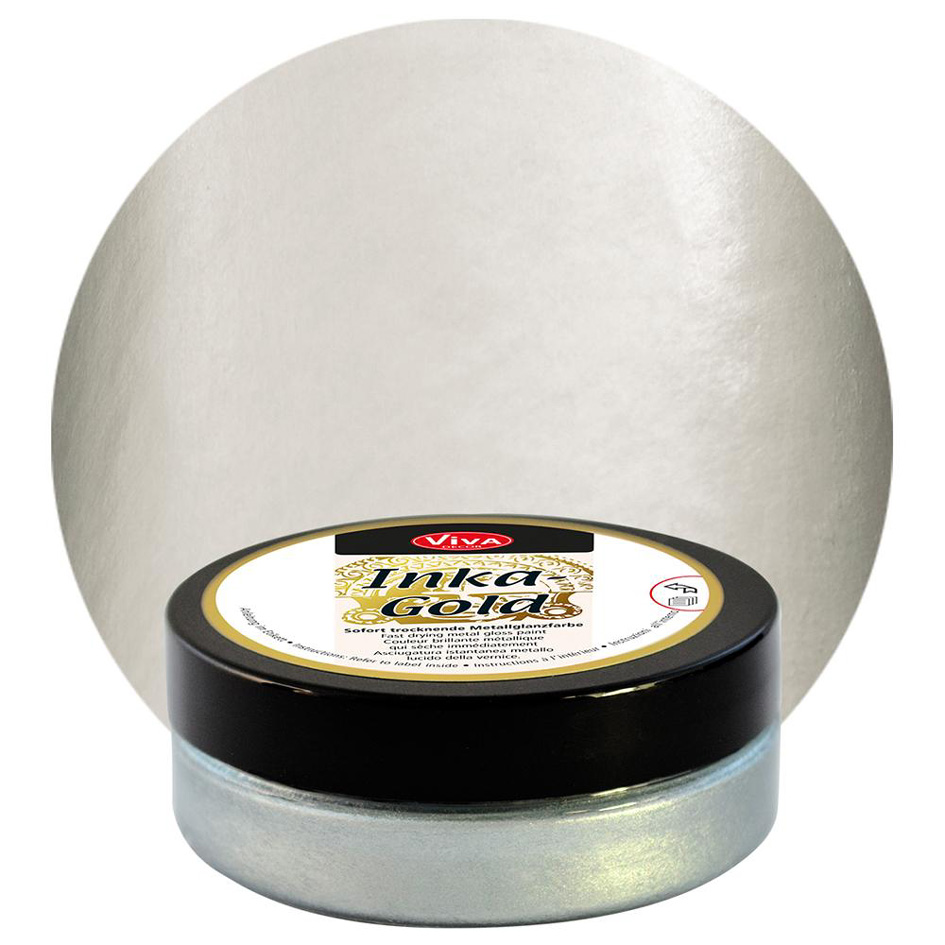 Bild von Viva Decor Inka Gold 62,5g (Silber) - Einfach auftragbare, wachshaltige Metallic Polierpaste. Schnell Trocknender Metallglanz, Hochglanz-Effekte für DIY. Dekorpaste für Holz, Ton & Terracotta