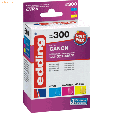 Bild von edding Tintenpatrone kompatibel mit Canon CLI-521 colour Multipack 3 Nachfülltinte (x)