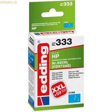 Bild von Edding Tintenpatrone kompatibel mit HP 920XL cyan (C), Druckerpatrone