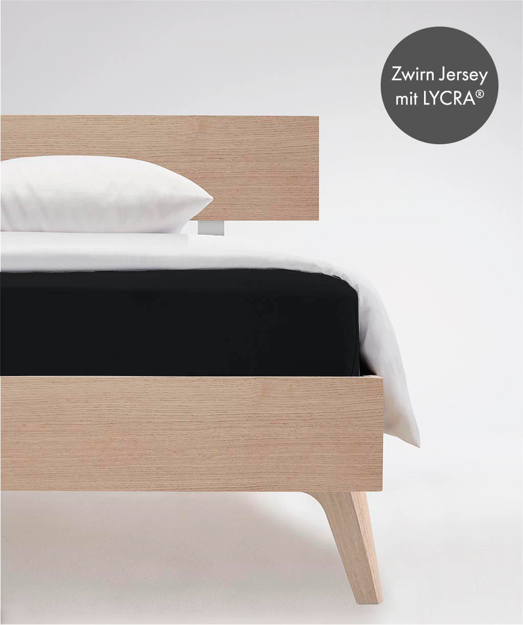Bild von fleuresse Comfort Spannbettlaken (96 % Baumwolle, 4 % Elasthan), mit Rumdumgummizug, Ökotex Standard 100, für Matratzen bis 26 cm Höhe, 90 - 100 x 200 - 220 cm, schwarz