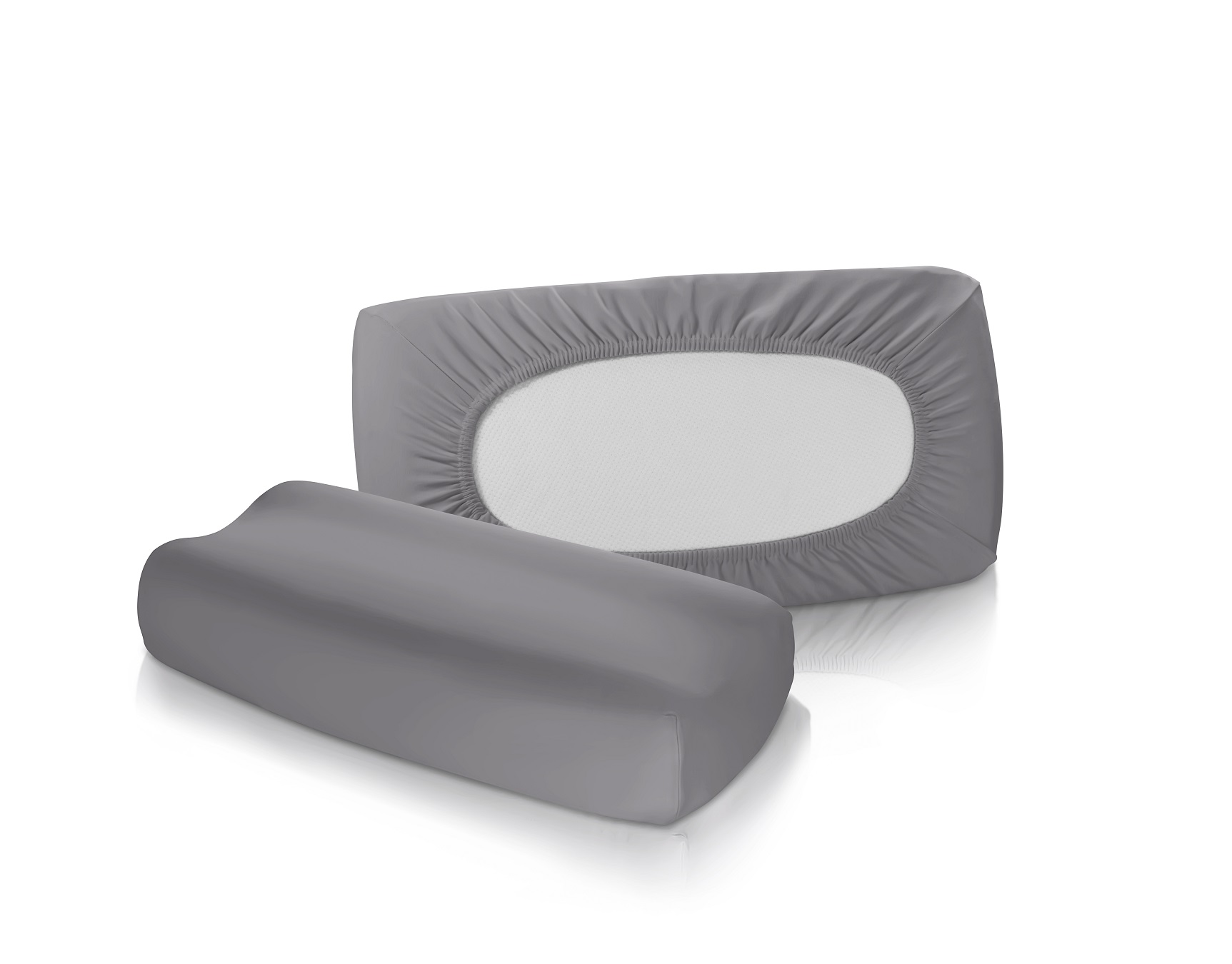 Bild von 2 Stück Jersey Spannbezug für Nackenstützkissen Kissenbezug Vital Comfort S-1117 9039 steingrau