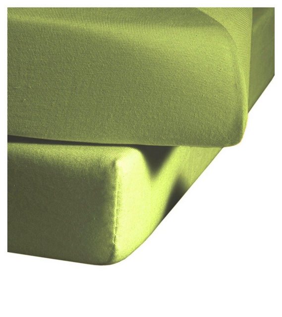 Bild von Dream Art 1123 Jersey Stretch Spannbetttuch (95% Baumwolle und 5% Elasthan), mit Rumdumgummizug, Ökotex Standard 100, ideal für Matratzen bis 25 cm Höhe, 200 x 200 cm, apfelgrün