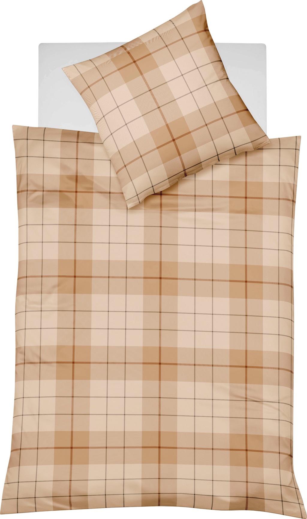 Bild von fleuresse Bettwäsche Fleuresse Lech Edelflanell Bettwäsche 240x220 Karo karamel sand 60411, Edelflanell, 3 teilig