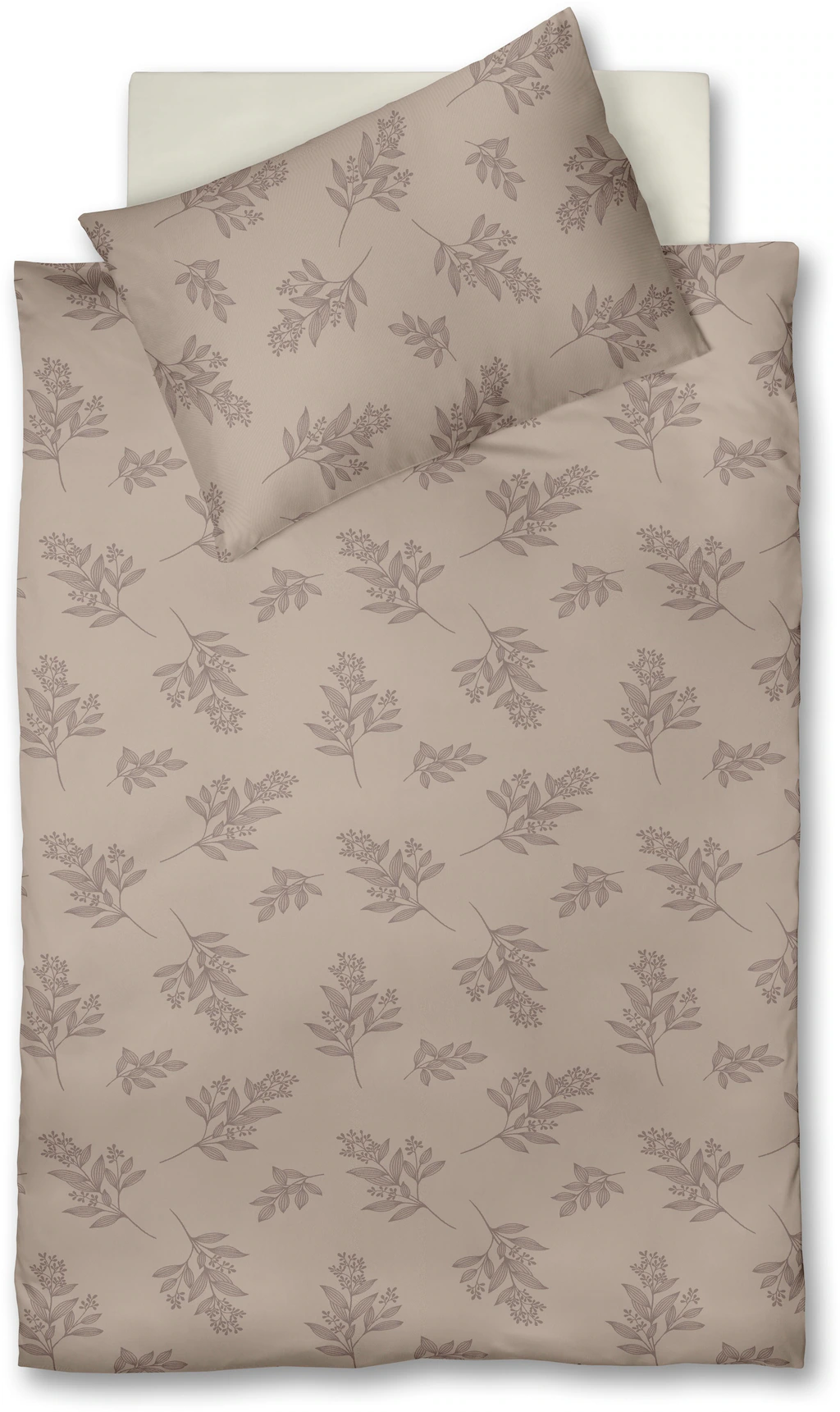 Bild von fleuresse Lech 604232, buntgewebtes Jaquard Flanell-Bettwäsche-Set, 100% Baumwolle, Oeko-TEX® Standard 100 Zertifiziert, 155 x 220 cm inkl. 1 x 80 x 80 Kissenhülle, gewebtes Blumenmuster, Fb. Sand