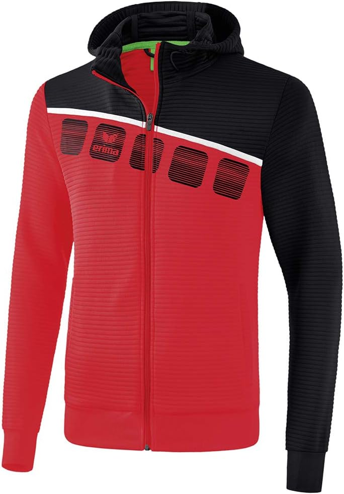 Bild von Erima Kinder 5-C Trainingsjacke mit Kapuze, oriental blue melange/grau melange/weiß, 152