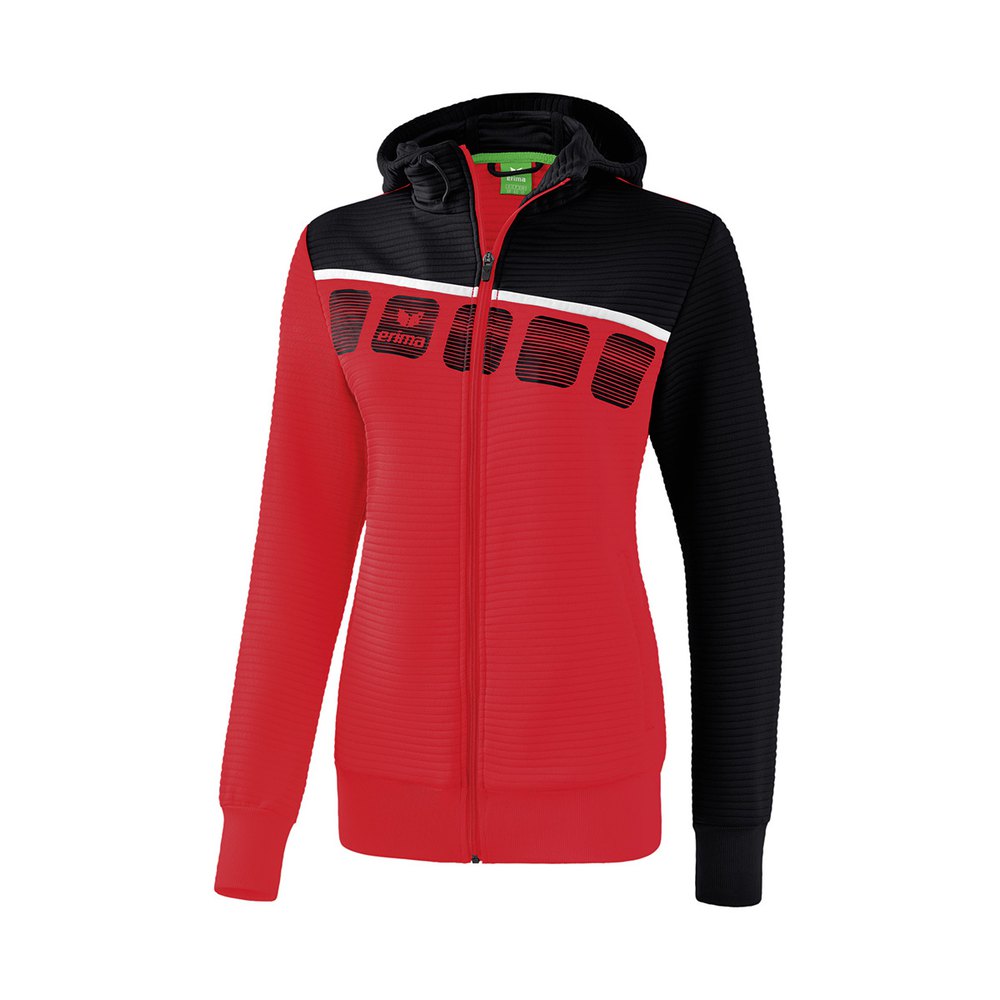 Bild von ERIMA Damen 5-C Trainingsjacke mit Kapuze, rot/schwarz/weiß, 44, 1031911