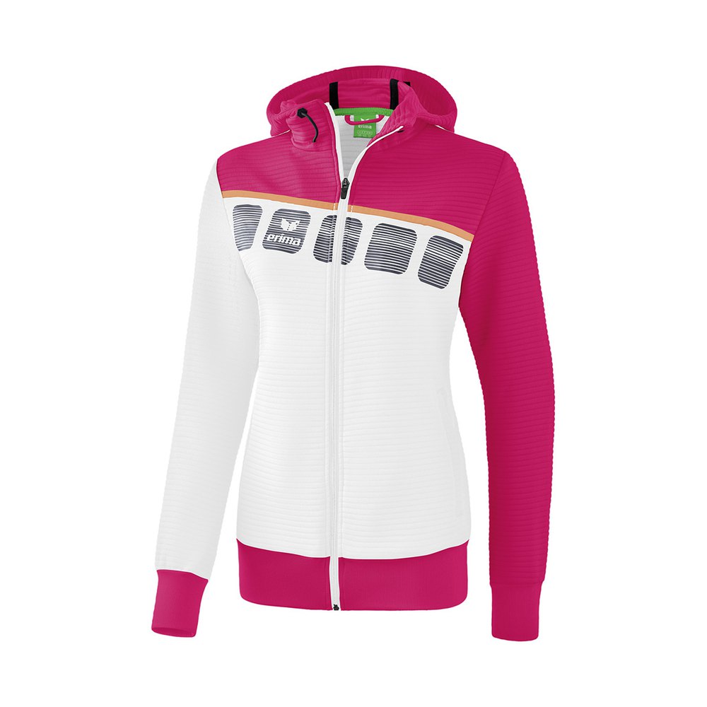 Bild von ERIMA Damen Jacke 5-C Trainingsjacke mit Kapuze, weiß/love rose/peach, 42, 1031919