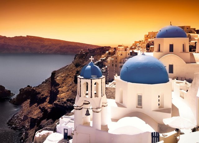 Bild von Papermoon Fototapete Santorini Sunset, glatt