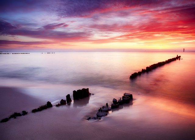 Bild von Papermoon Fototapete Ocean Beach at Sunset, glatt