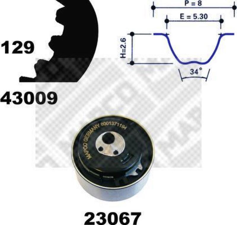 Bild von MAPCO 23009 Zahnriemensatz Zahnriemen Kit, Zahnriemenkit 129 mit abgerundetem Zahnprofil FIAT: 500 Hatchback