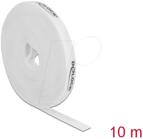 Bild von Delock Kabelbinder Klettband auf Rolle L 10 m x B 15 mm weiß