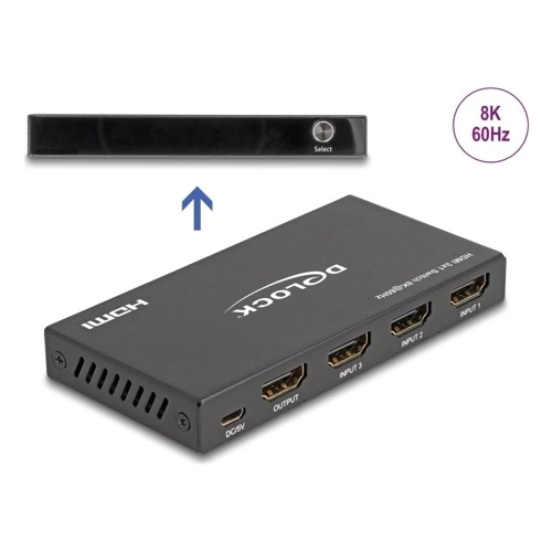 Bild von Delock HDMI Switch 3 x HDMI in zu 1 x HDMI out 8K 60 Hz