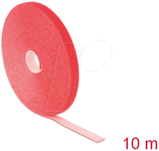 Bild von DELOCK Kabelbinder Klettverschluss 1 Stk L10 m x B13 mm Rolle rot