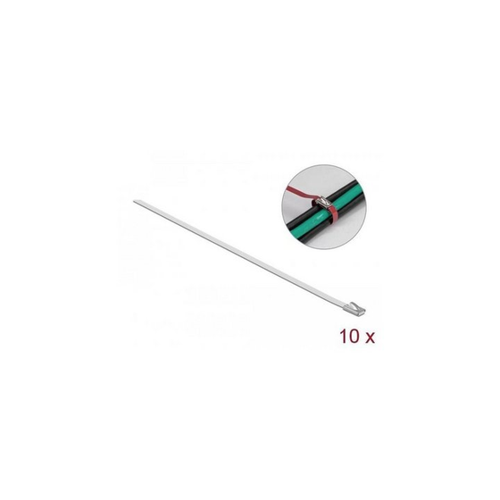 Bild von Delock Edelstahlkabelbinder – L 300 x B 4,6 mm, Weiß, 10 Stück