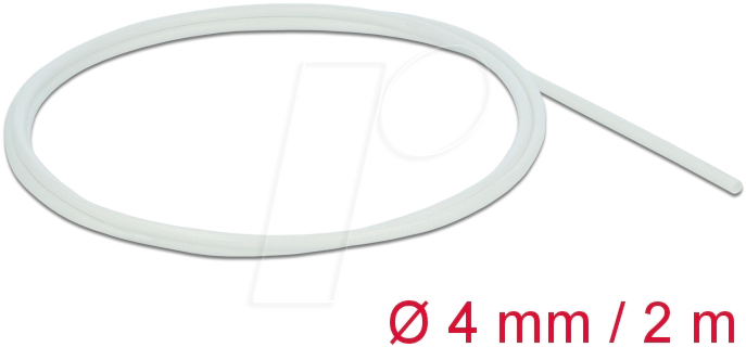 Bild von Delock, Kabelschutz + Kabelführung, Schutzschlauch Glasfasergeflecht 2 m x 4 mm weiss (Kabelschlauch, 2000 mm)